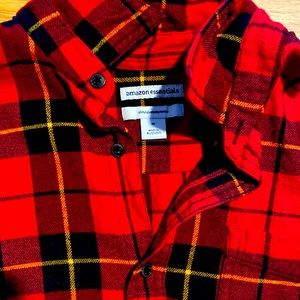 Red plaid long sleeve shirt.